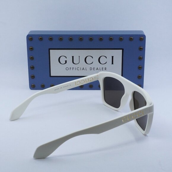 Final Price! Gucci GG1570S 003 Matte White/Brown Sunglasses - Picture 10 of 11
